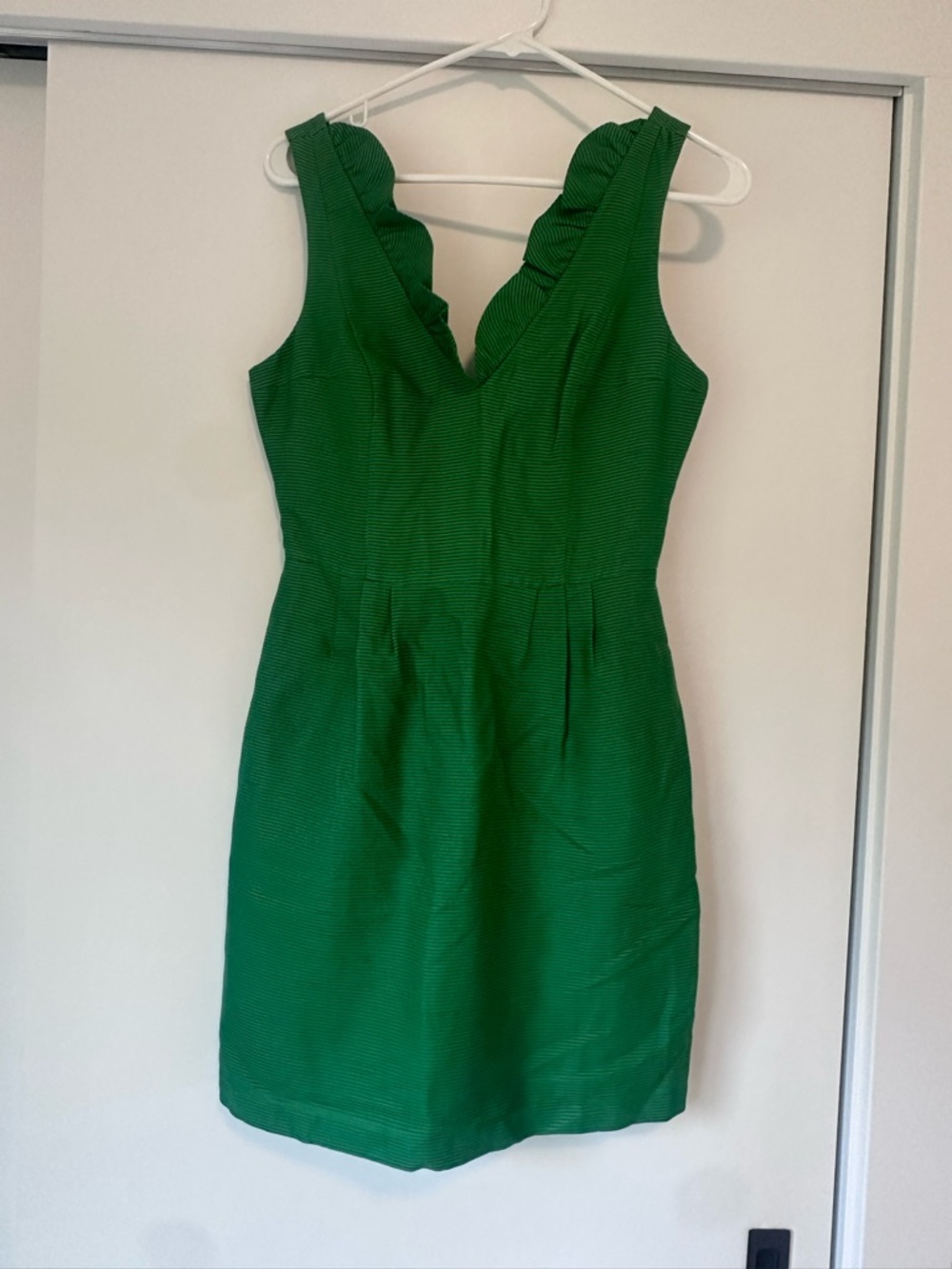 Tracy Reese Emerald Green Ruffled V-Neck Mini Dress
